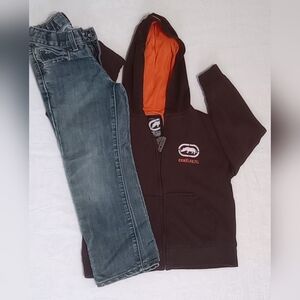 Ecko Unlimited Brown and Orange Kids Hoodie And Jeans